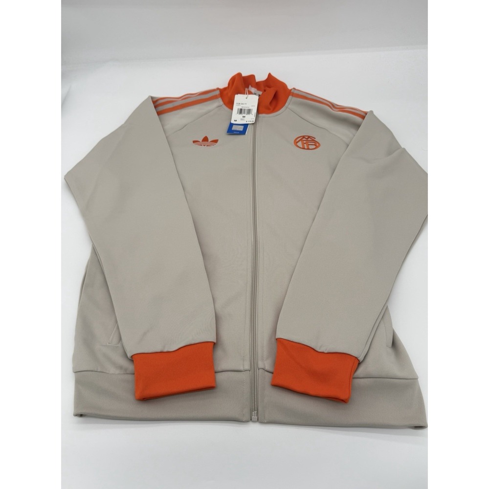 Size Medium - adidas Originals Bayern Munich Full-Zip Track Jacket Beige JZ2735